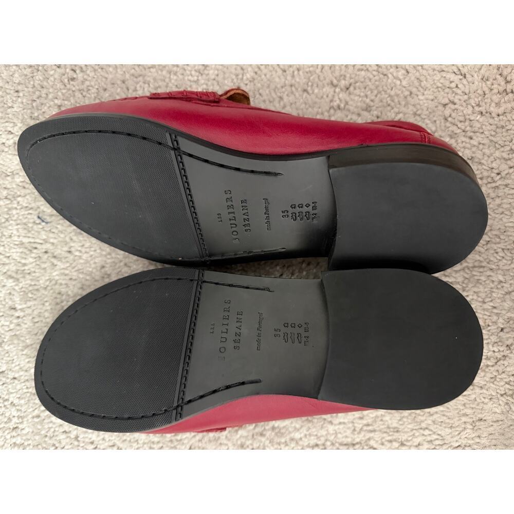 Sézane Vicky Leather Slip On Loafers Shoes Burgundy Red Women's Size EU 35 - Picture 9 of 10